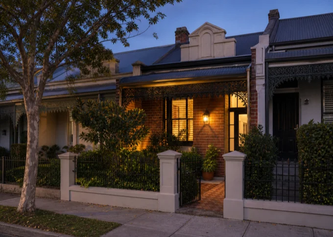 Inner West Sydney terrace house at dusk
